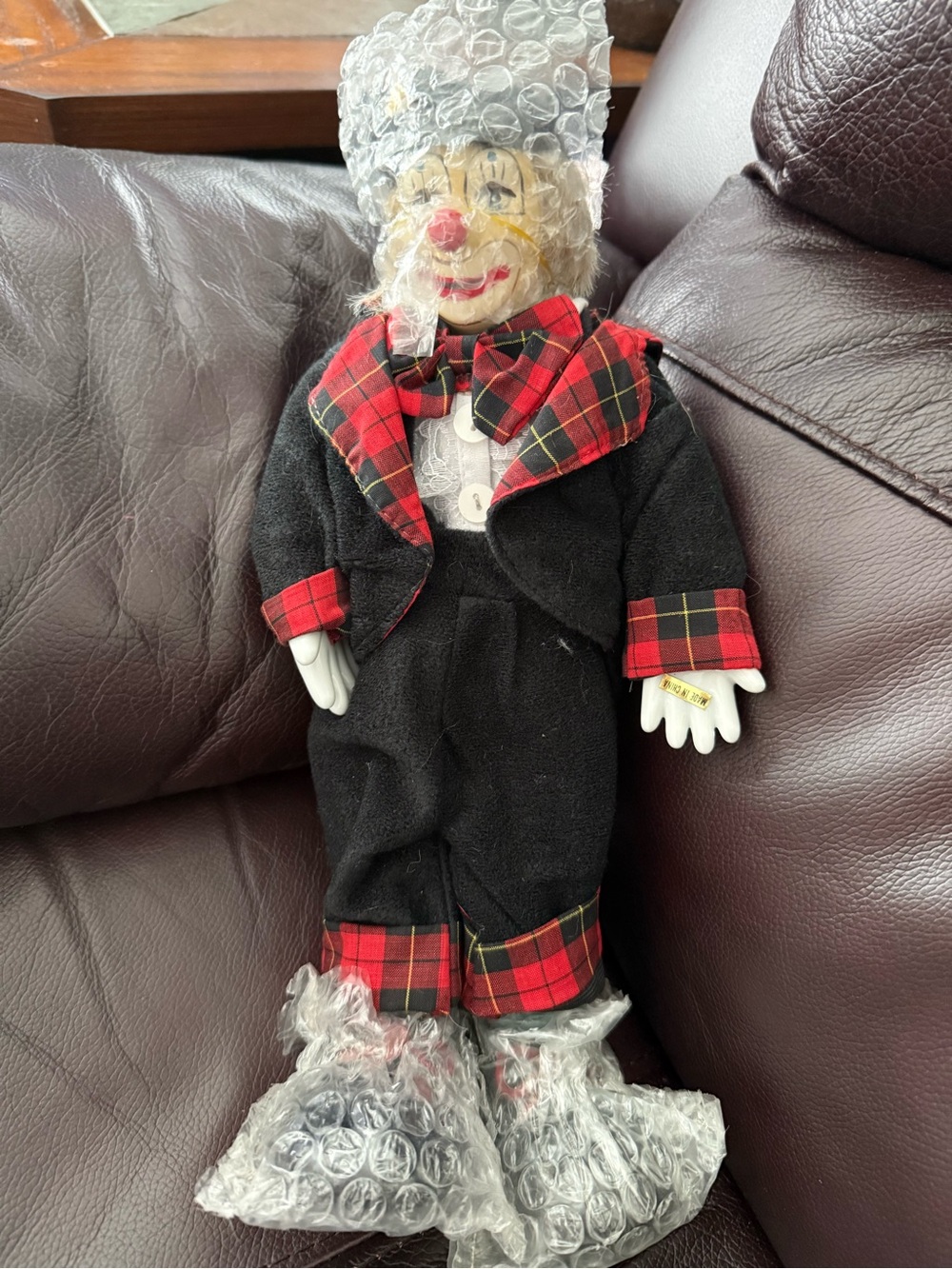Vintage Clown in Black & Red Plaid Costume